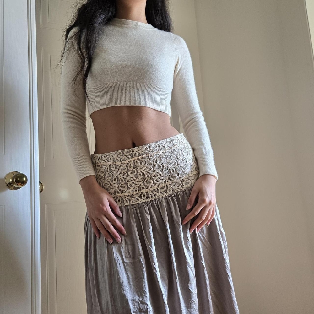 Cream Crop Cashmere Top